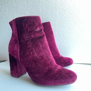 Red Velvet Ankle Booties